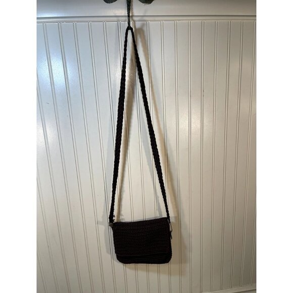 THE Sak Crochet Crossbody Purse Small Mini 7” X 7” Excellent Brown - Picture 4 of 16
